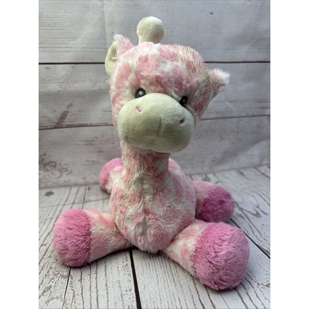 Aurora Jolitee By Ebba Baby Pink Loppy Giraffe Plush Stuffed Animal Rattle 10"